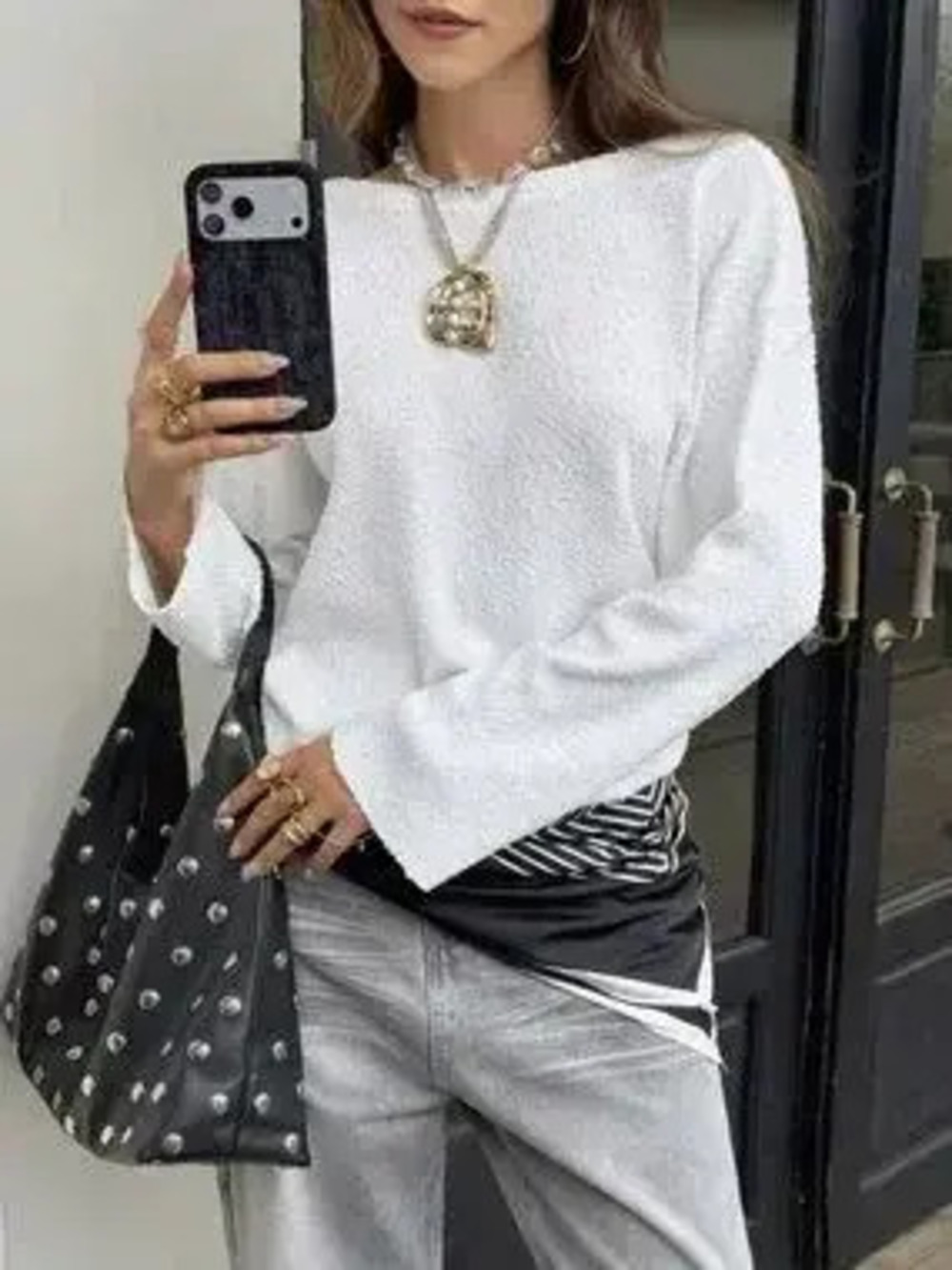 Boat Neck Dropped Shoulder Sweater - Picture 3 of 6